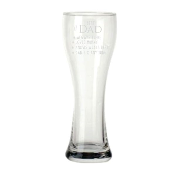 Bowtie Best Dad Beer Pilsner Glass