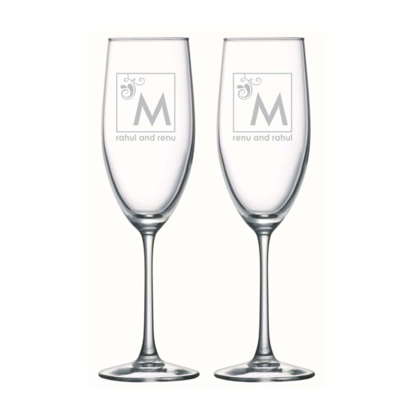 Charming Monogram Personalized Engraved Champagne Flute