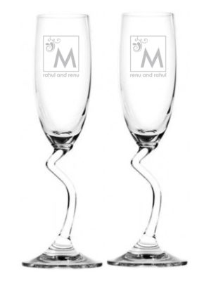 Charming Monogram Personalized Engraved Champagne Flute