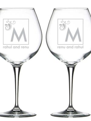 Charming Monogram Personalized Engraved Wine Glass