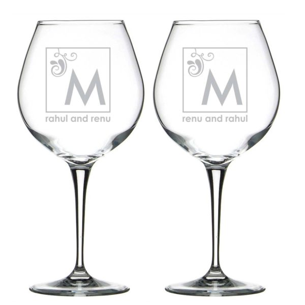 Charming Monogram Personalized Engraved Wine Glass