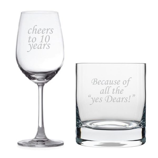 Cheers 10th Anniversary Whiskey and Wine Glass Set of 2