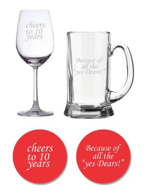 Cheers 10th Anniversary Beer and Wine Glasses Set of 2