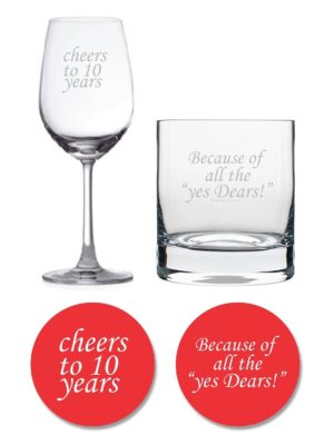 Cheers 10th Anniversary Whiskey and Wine Glass Set of 2