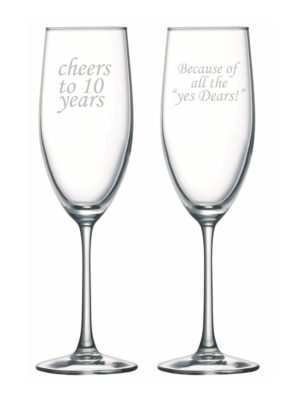 Cheers 10th Wedding Anniversary Champagne Flutes