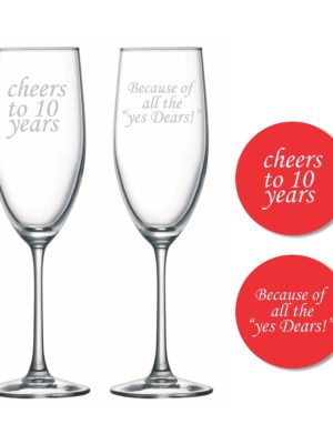 Cheers 10th Wedding Anniversary Champagne Flutes Set of 2