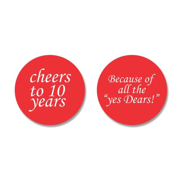 Cheers 10th Marriage Anniversary Wine Glasses Set of 2