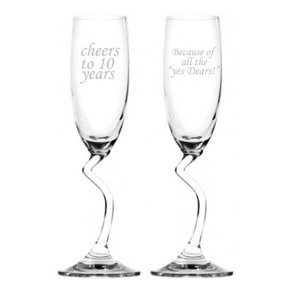 Cheers 10th Wedding Anniversary Champagne Flutes Set of 2