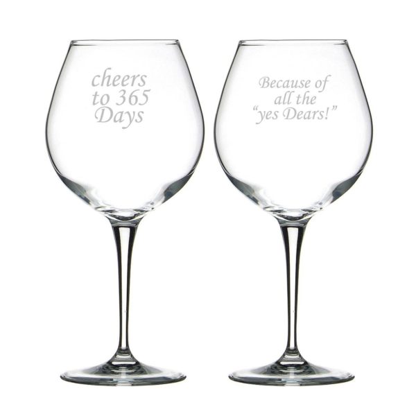 Cheers 1st Marriage Anniversary Wine Glasses Set of 2