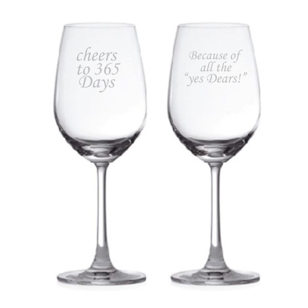 Cheers 1st Marriage Anniversary Wine Glasses Set of 2