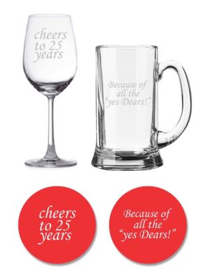 Cheers 25th Anniversary Beer and Wine Glasses Set of 2