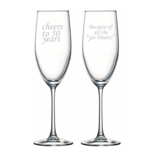 Cheers 50th Wedding Anniversary Champagne Flutes Set of 2