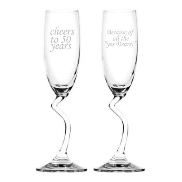 Cheers 50th Wedding Anniversary Champagne Flutes Set of 2