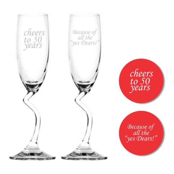 Cheers 50th Wedding Anniversary Champagne Flutes Set of 2