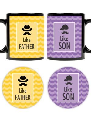 Cool Moustache Like Father Like Son Mugs Set of 2