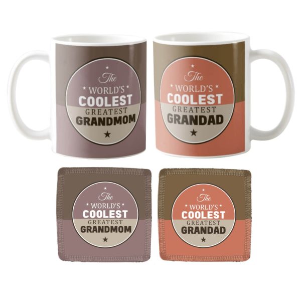 Coolest Greatest Grandma Grandpa Coffee Mugs Set of 2