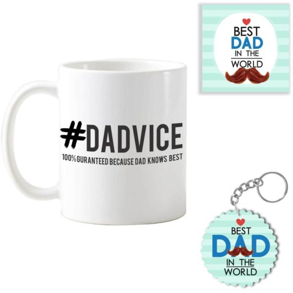 Dadvice Combo Set of 3 - Mug, Coaster, Keychain