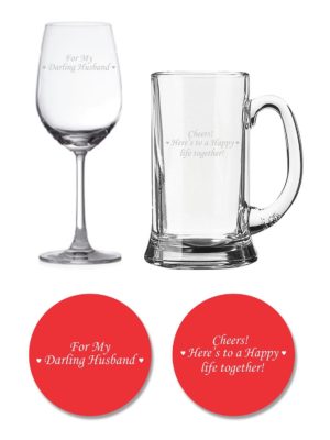 Darling Husband Happy life Together Beer and Wine Glasses