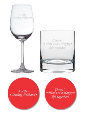 Darling Husband Happy life Together Whiskey and Wine Glasses Set of 2