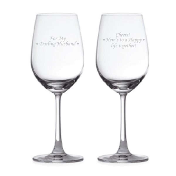 Darling Husband Happy life Together Beer and Wine Glasses