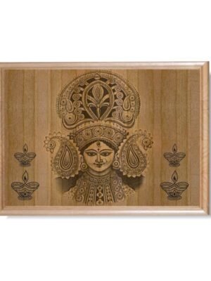 Engraved Divine Jay Maa Durga Wooden Plaque