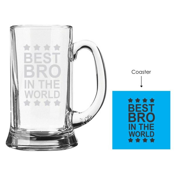 Engraved Best Brother in the World Beer Mug