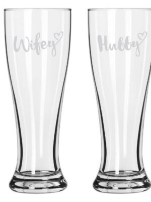 Engraved-Hubby-Wifey-Pilsner-Beer-Glass