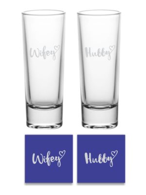 Engraved Hubby Wifey Shot Glasses