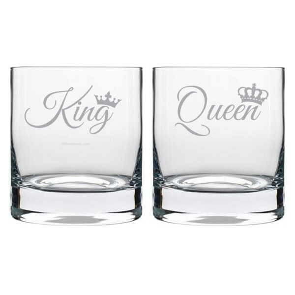 King Queen Engraved Whiskey Glasses