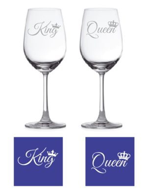 Engraved King Queen Wine Glasses