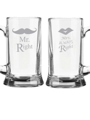 Engraved Mr Right Mrs Always Right Couple Bar in a Box