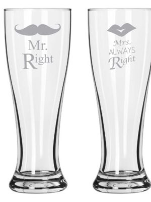 Engraved-Mr-Right-Mrs-Always-Right-Pilsner-Beer-Glass-1