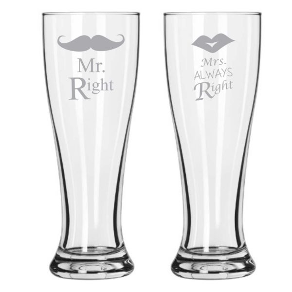 Engraved Mr Right Mrs Always Right Couple Bar in a Box