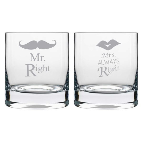 Engraved Mr Right Mrs Always Right Couple Bar in a Box