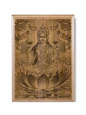 Engraved Goddess Lakshmi Wooden Plaque