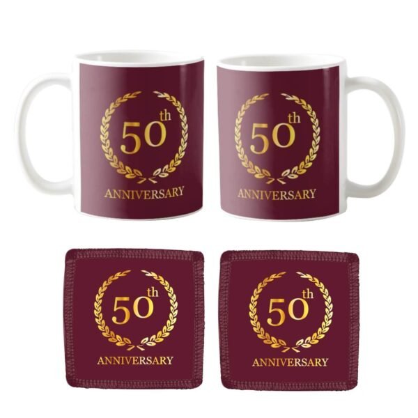 Golden Jubilee 50th Anniversary Couple Coffee Mugs Set of 2