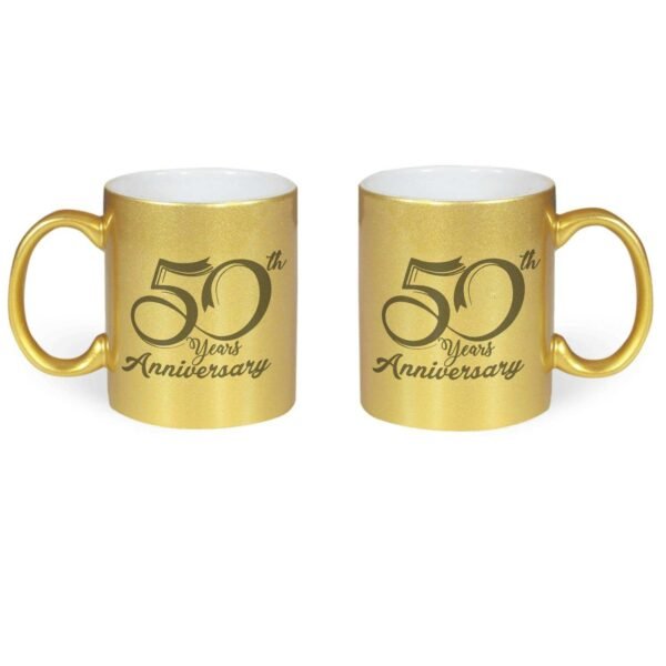 50th Golden Jubilee Anniversary Couple Coffee Mugs Set of 2