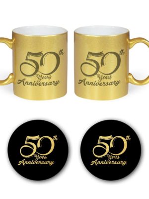 50th Golden Jubilee Anniversary Couple Coffee Mugs Set of 2