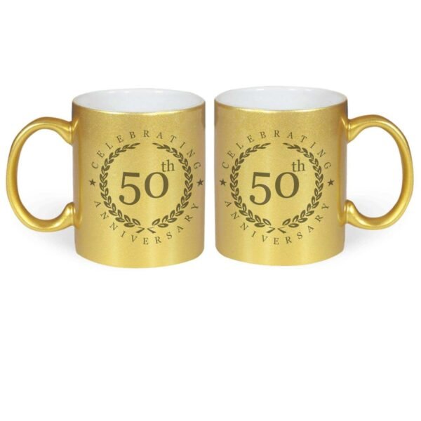 Golden Jubilee 50th Anniversary Couple Coffee Mugs Set of 2