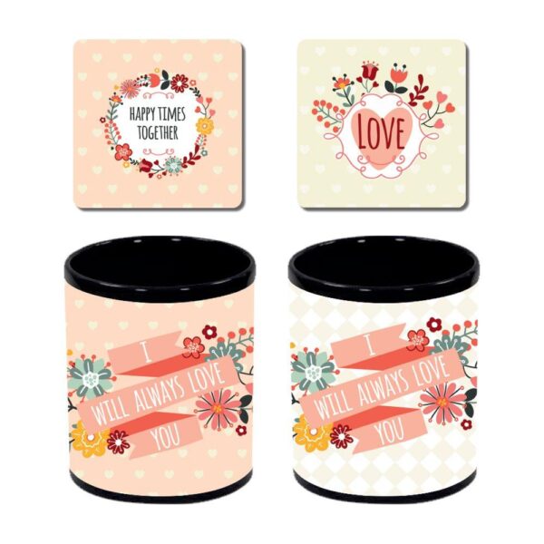 I will Always Love You Couple Mugs with Coasters