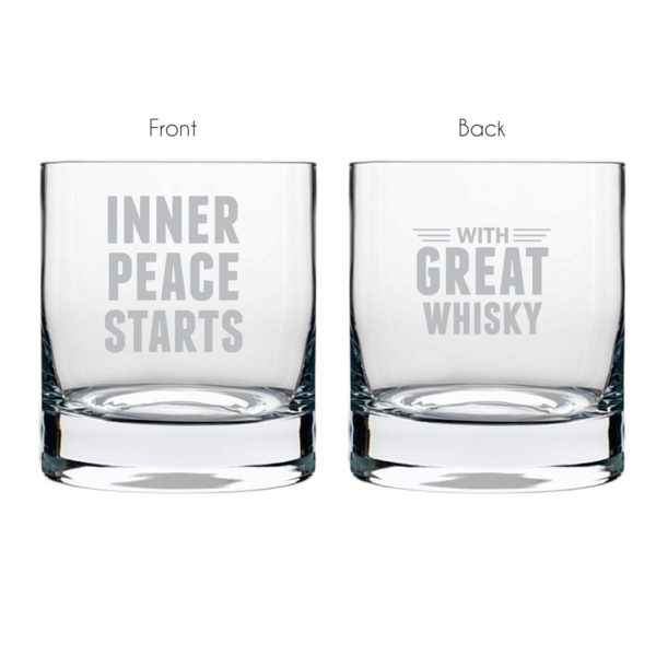 Inner Peace With Great Whiskey Engraved Whiskey Glass