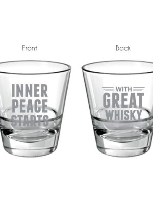 Inner Peace With Great Whiskey Engraved Whiskey Glass