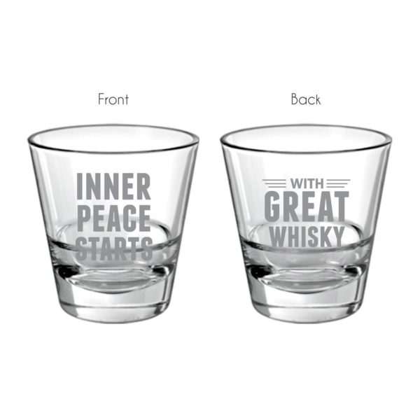 Inner Peace With Great Whiskey Engraved Whiskey Glass