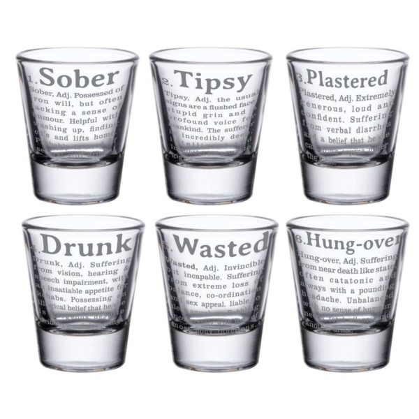 Drunk and Wasted Engraved Shot Glasses - Set of 6