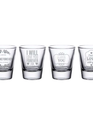 Be Mine Forever Engraved Shot Glasses - Set of 4