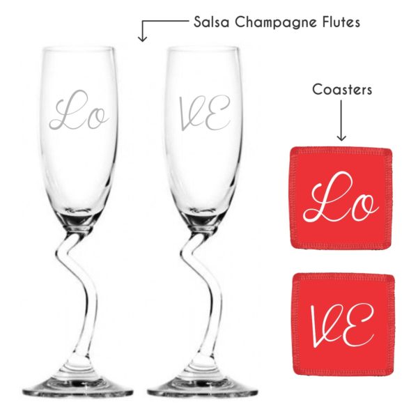 Engraved Love Champagne Flutes