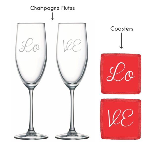 Engraved Love Champagne Flutes