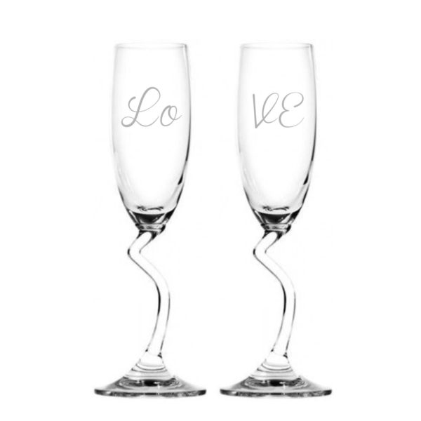 Engraved Love Champagne Flutes