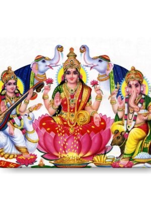 Divine Laxmi Ganesh Saraswati Rectangular Painting Canvas Frame