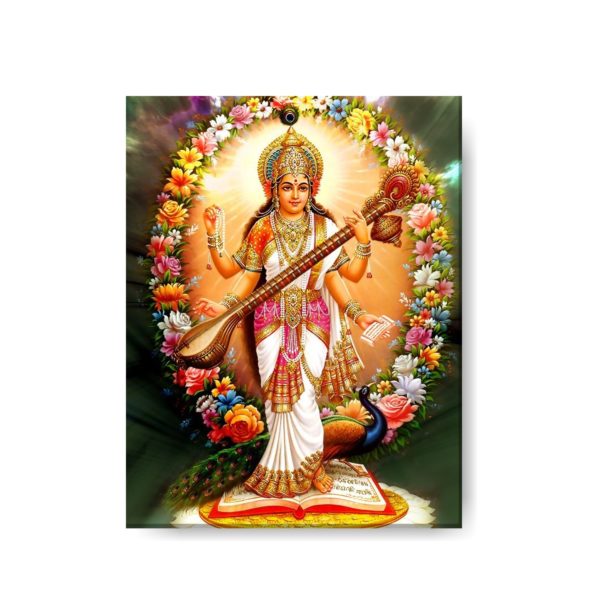 Auspicious Laxmi Ganesh Saraswati Painting Canvas Frame